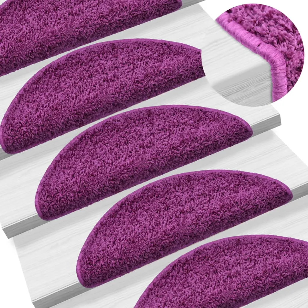 vidaXL Carpet Stair Treads 15 pcs Violet 65x21x4 cm