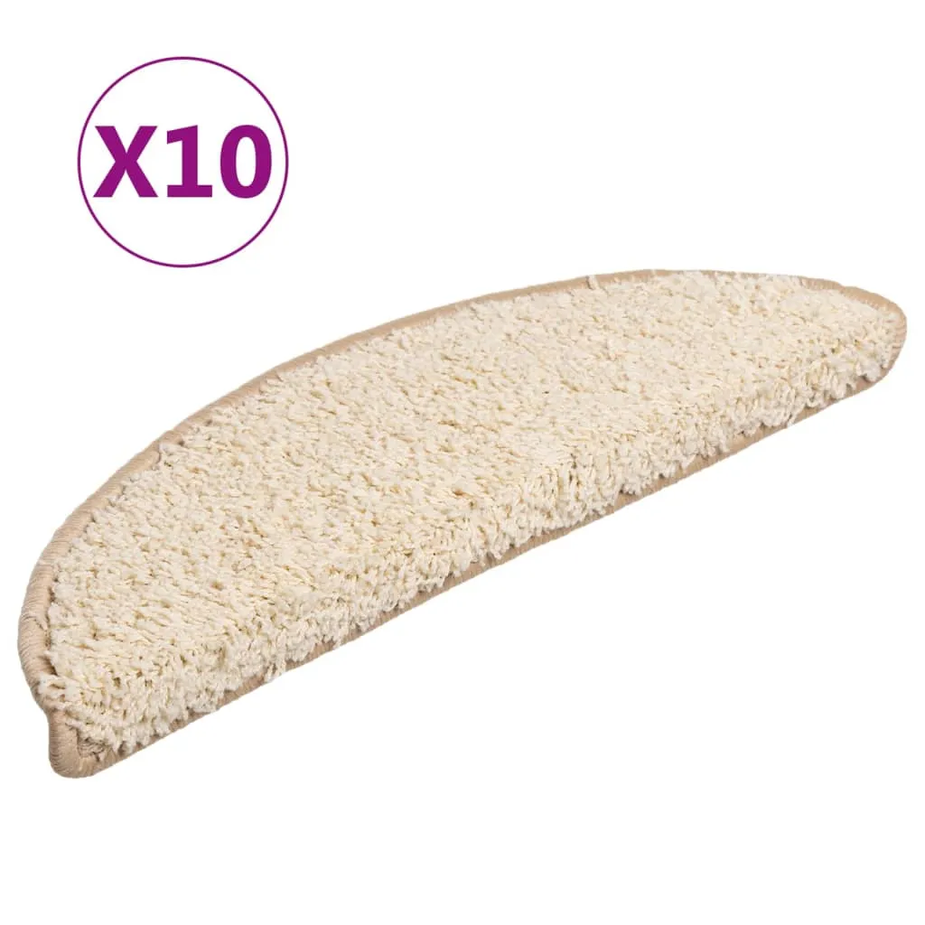 vidaXL Stair Mats 10 pcs 56x17x3 cm Cream
