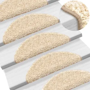 vidaXL Stair Mats 10 pcs 56x17x3 cm Cream