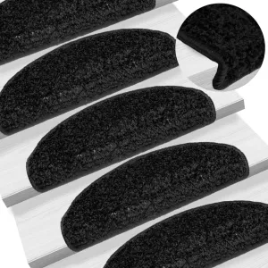 vidaXL Stair Mats 10 pcs 65x21x4 cm Black