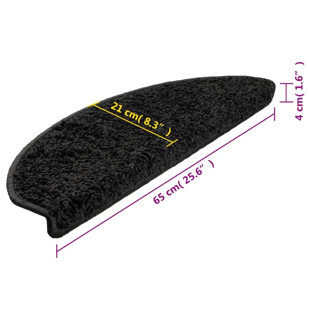 vidaXL Stair Mats 10 pcs 65x21x4 cm Black