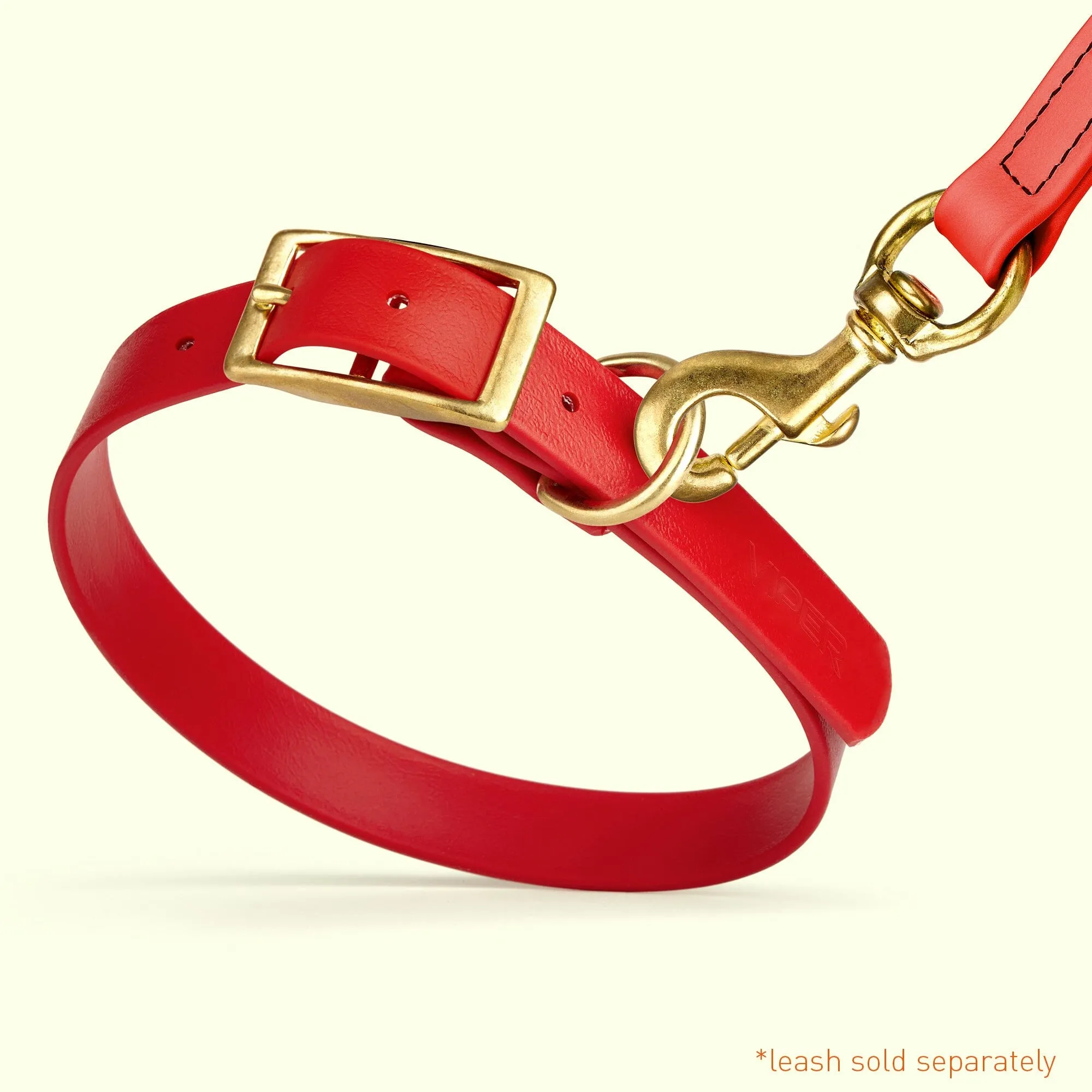 Viper Biothane Waterproof Dog Collar - Brass Hardware - Size L (18" - 22")
