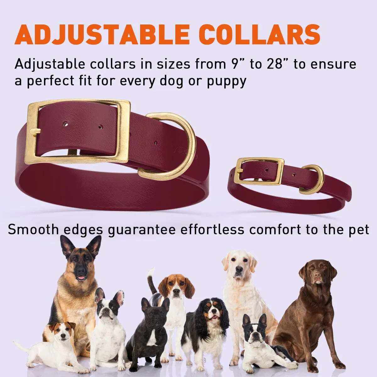 Viper Biothane Waterproof Dog Collar - Brass Hardware - Size XL (22" - 25")