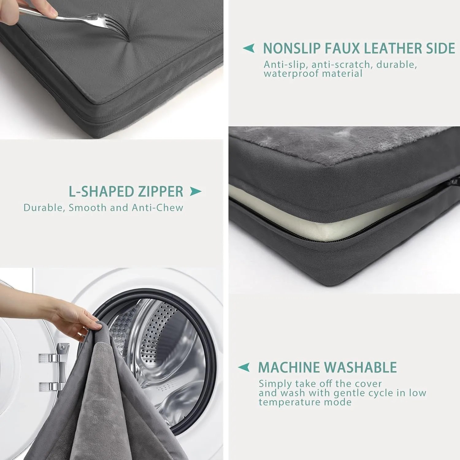 Waterproof Dog Beds Large Sized Dogs, Washable Orthopedic Pet Bed with Removable Cover Reversible, Foam Pets Bed Anti-Slip Bottom, 36"x27", Gray