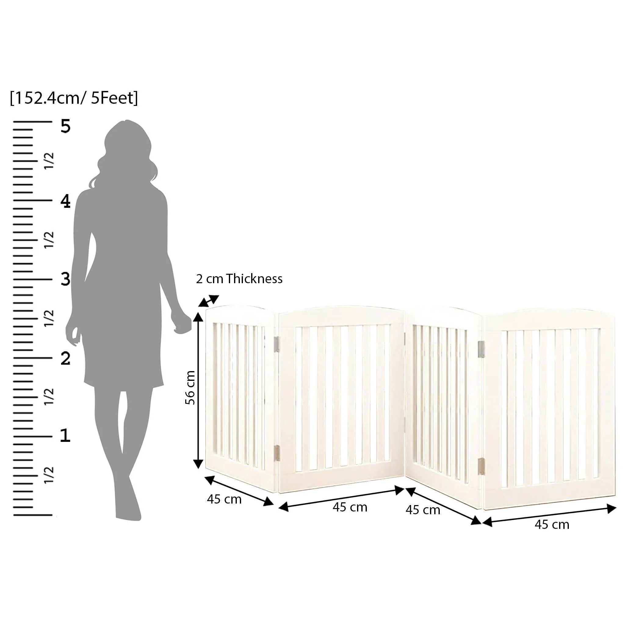 Wooden Portable Safety Pet Fence Gate Partition For Kids (4 Panel)