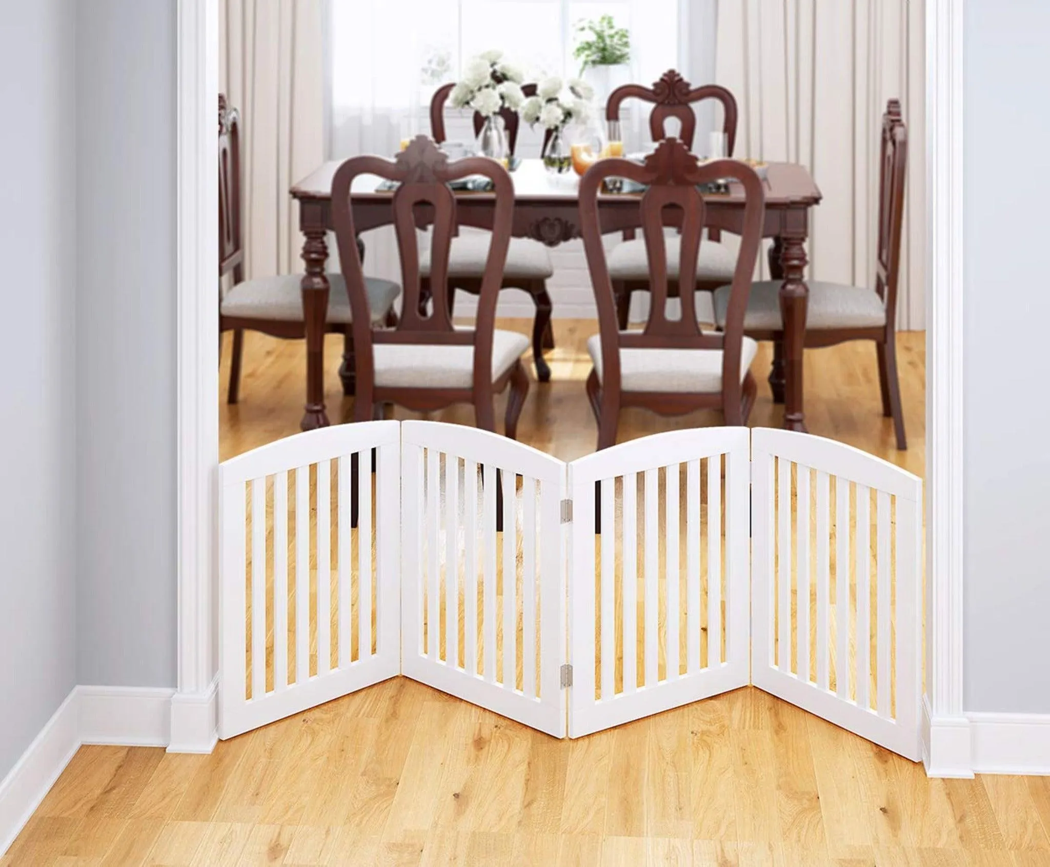 Wooden Portable Safety Pet Fence Gate Partition For Kids (4 Panel)