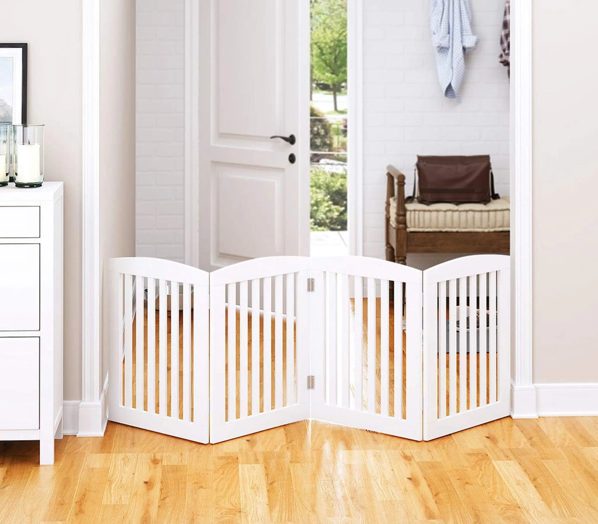 Wooden Portable Safety Pet Fence Gate Partition For Kids (4 Panel)