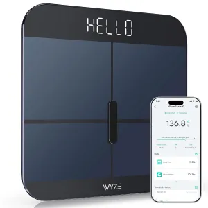 Wyze Smart Scale X - FSA/HSA Eligible - Digital Bathroom Scale for Body Weight, BMI, Body Fat, Muscle Mass, Heart Rate Monitor | Sync with Health Apps | for People, Baby & Pet, 400 lbs (Black)
